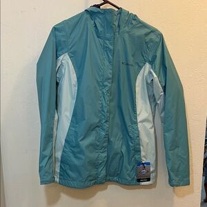 Columbia Teal and White Windbreaker
